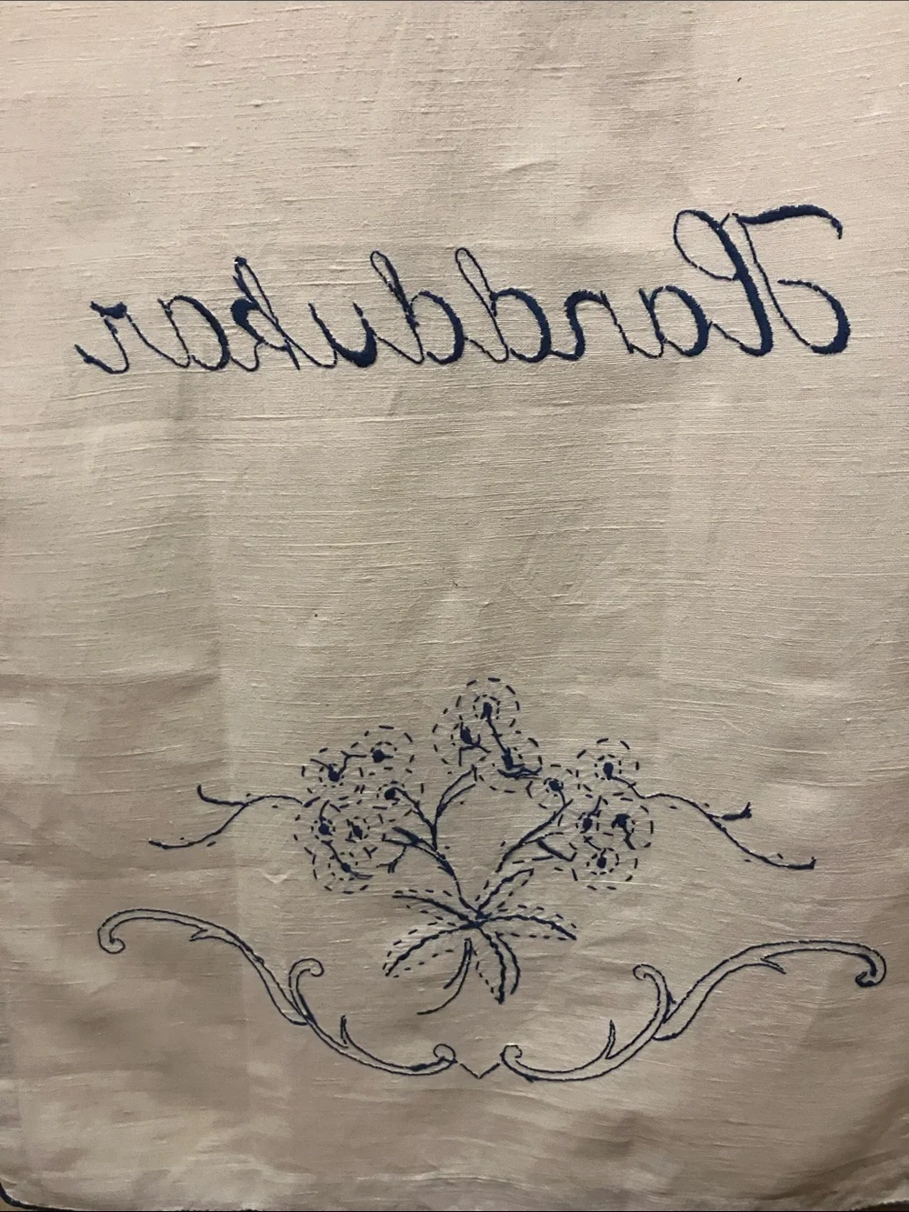 Vintage Swedish large size hand embroidered guest towel dish towel